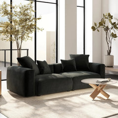 Exclusive Modern Modular Couches | 2-Piece Corduroy Black Legs Are Hidden Loveseats 2-seaters