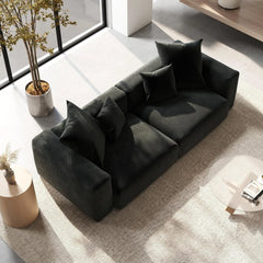 Exclusive Modern Modular Couches | 2-Piece Corduroy Black Legs Are Hidden Loveseats 2-seaters