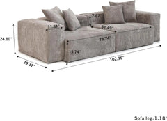 Exclusive Modern Modular Couches | 2-Piece Corduroy Brown Safe For Kids Loveseats 2-seaters