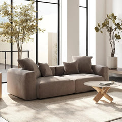 Exclusive Modern Modular Couches | 2-Piece Corduroy Brown Safe For Kids Loveseats 2-seaters