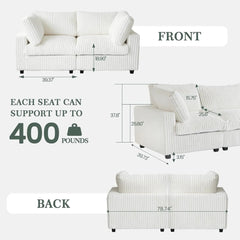 Premium Classic Cloud Sectional Couches | 2-Piece Plush Fabric Beige Feels Soft Like A Bunny Loveseats 2-seaters