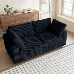 Premium Classic Cloud Sectional Couches | 2-Piece Plush Fabric Black Casual Luxury Appeal Loveseats 2-seaters