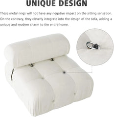 Exclusive Minimalist Modular Couches | 1-Piece Velvet Beige Modular Design Single Sofa 1-seater