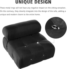 Exclusive Minimalist Modular Couches | 1-Piece Velvet Black Modular Design Single Sofa 1-seater