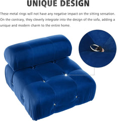 Exclusive Minimalist Modular Couches | 1-Piece Velvet Blue Modular Design Single Sofa 1-seater