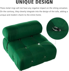 Exclusive Minimalist Modular Couches | 1-Piece Velvet Green Timeless Elegant Charm Single Sofa 1-seater