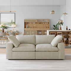 Premium Luxe Cloud Sectional Couches | 2-Piece Linen Khaki Strong Linen That Lasts Loveseats 2-seaters