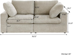 Premium Luxe Cloud Sectional Couches | 2-Piece Linen Khaki Strong Linen That Lasts Loveseats 2-seaters