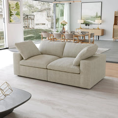 Premium Luxe Cloud Sectional Couches | 2-Piece Linen Khaki Strong Linen That Lasts Loveseats 2-seaters