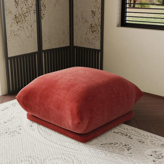 Exclusive Modern Sectional Couches | 1-Piece Chenille Orange Very Soft Fabric Ottoman