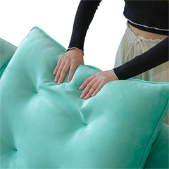 Premium Adjustable Cloud Sectional Couches | 6-Piece Velvet Tiffany Blue Pet-Proof Luxury U-Shaped Sectionals 4-seaters with 2-Ottomans