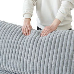 Premium Classic Cloud Sectional Couches | 3-Piece Plush Fabric Light Grey Relaxed Refined Form Chaise Sectionals 2-seaters with 1-Ottomans