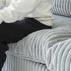 Premium Classic Cloud Sectional Couches | 3-Piece Plush Fabric Light Grey Relaxed Refined Form Chaise Sectionals 2-seaters with 1-Ottomans