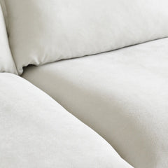 Premium Linen Cloud Sectional Couches | 4-Piece Linen White Rich Fancy Velvet L-Shaped Sectionals 3-seaters with 1-Ottomans