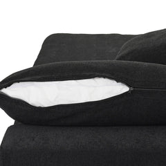 Premium Luxe Cloud Sectional Couches | 6-Piece Linen Black Durable Linen Fabric Sofa Sets 5-seaters with 1-Ottomans