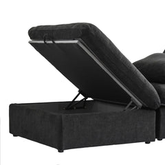 Premium Luxe Cloud Sectional Couches | 6-Piece Linen Black Durable Linen Fabric Sofa Sets 5-seaters with 1-Ottomans