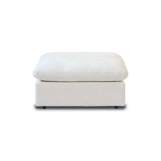 Premium Slope Cloud Sectional Couches | 1-Piece Linen White Comfy Sloped Arms Ottoman