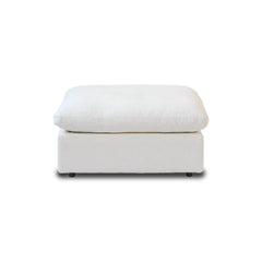 Premium Slope Cloud Sectional Couches | 1-Piece Linen White Comfy Sloped Arms Ottoman