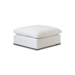 Premium Slope Cloud Sectional Couches | 1-Piece Linen White Comfy Sloped Arms Ottoman