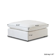Premium Slope Cloud Sectional Couches | 1-Piece Linen White Comfy Sloped Arms Ottoman