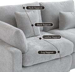 Premium Slope Cloud Sectional Couches | 3-Piece Linen Light Grey Modular Design Couch Sectionals 3-seaters