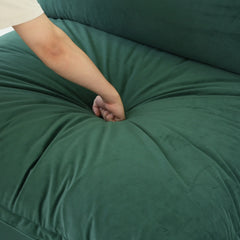 Premium Velvet Cloud Sectional Couches | 4-Piece Velvet Green Hidden Storage Box L-Shaped Sectionals 3-seaters with 1-Ottomans