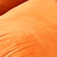 Premium Velvet Cloud Sectional Couches | 4-Piece Velvet Orange Rich Beautiful Fabric L-Shaped Sectionals 3-seaters with 1-Ottomans