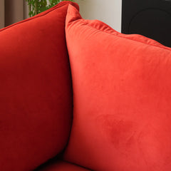 Premium Velvet Cloud Sectional Couches | 4-Piece Velvet Red Rich Elegance L-Shaped Sectionals 3-seaters with 1-Ottomans