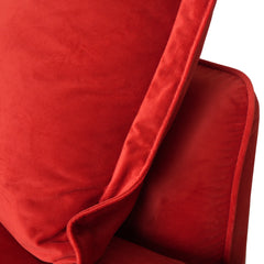 Premium Velvet Cloud Sectional Couches | 4-Piece Velvet Red Rich Elegance L-Shaped Sectionals 3-seaters with 1-Ottomans