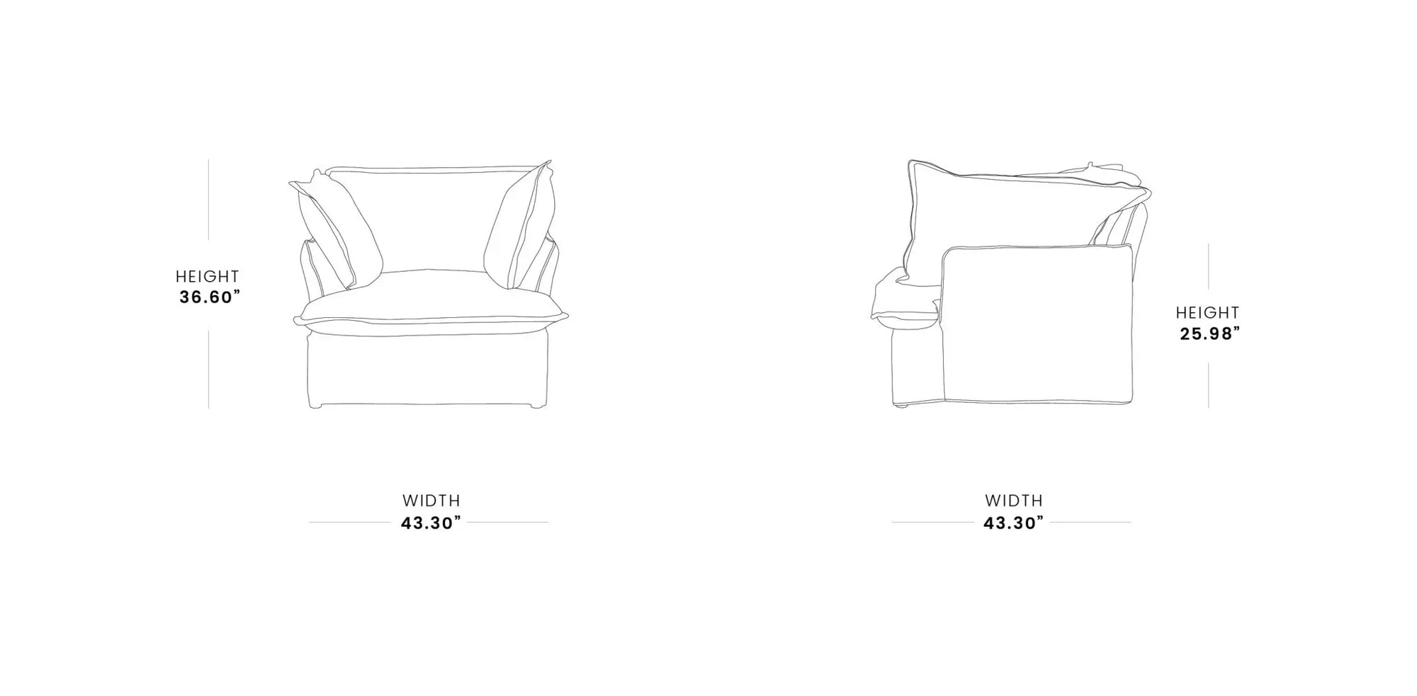 Washable Couch 43.3" Washable Linen Single Sofa with Replaceable Sofa Cover - White