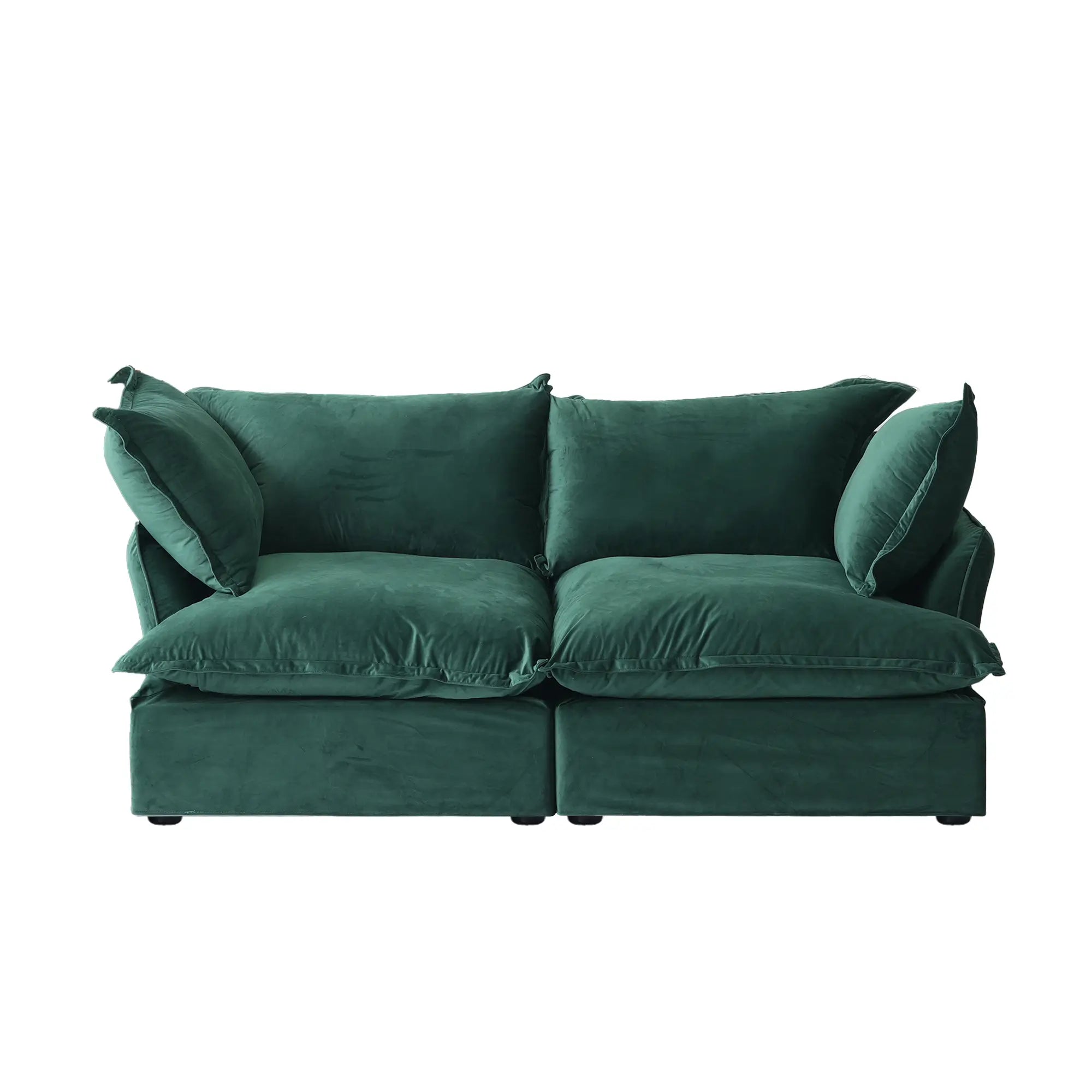Premium Velvet Cloud Sectional Couches | 2-Piece Velvet Green Super Soft To Touch Loveseats 2-seaters
