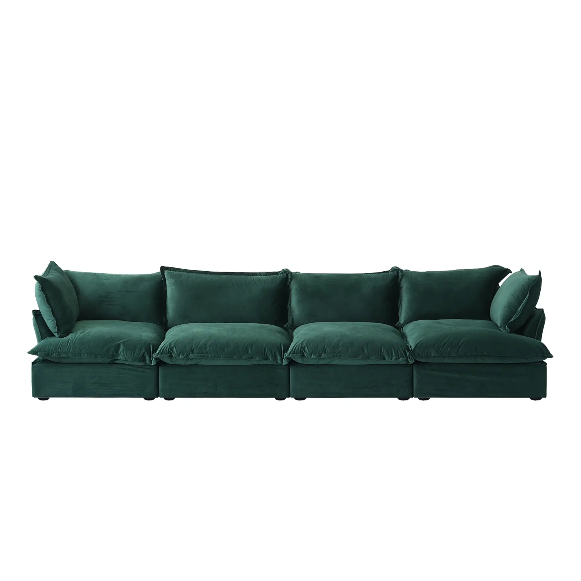 Premium Velvet Cloud Sectional Couches | 4-Piece Velvet Green Rich Fancy Velvet Couch Sectionals 4-seaters