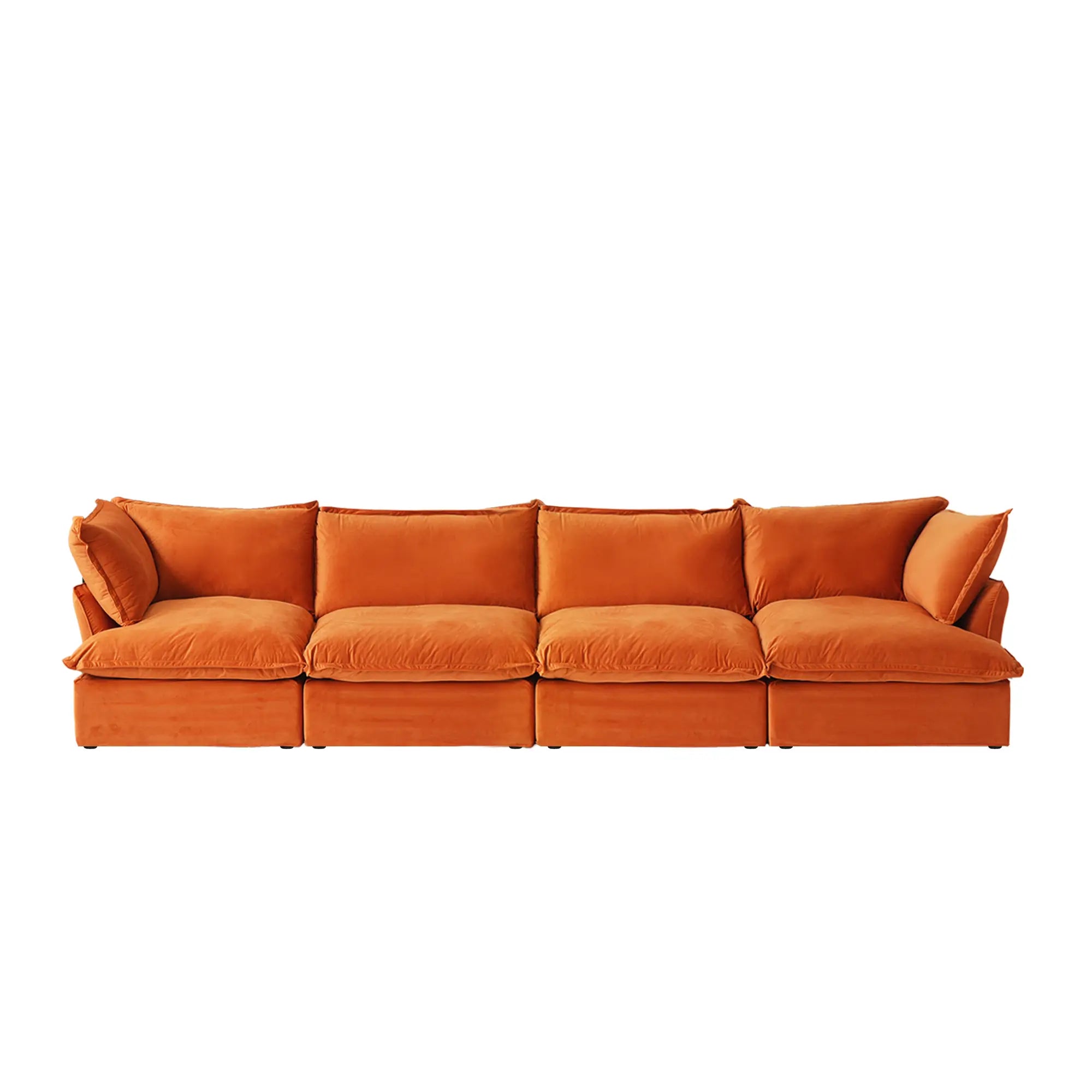 Premium Velvet Cloud Sectional Couches | 4-Piece Velvet Orange Store Things Inside Couch Sectionals 4-seaters