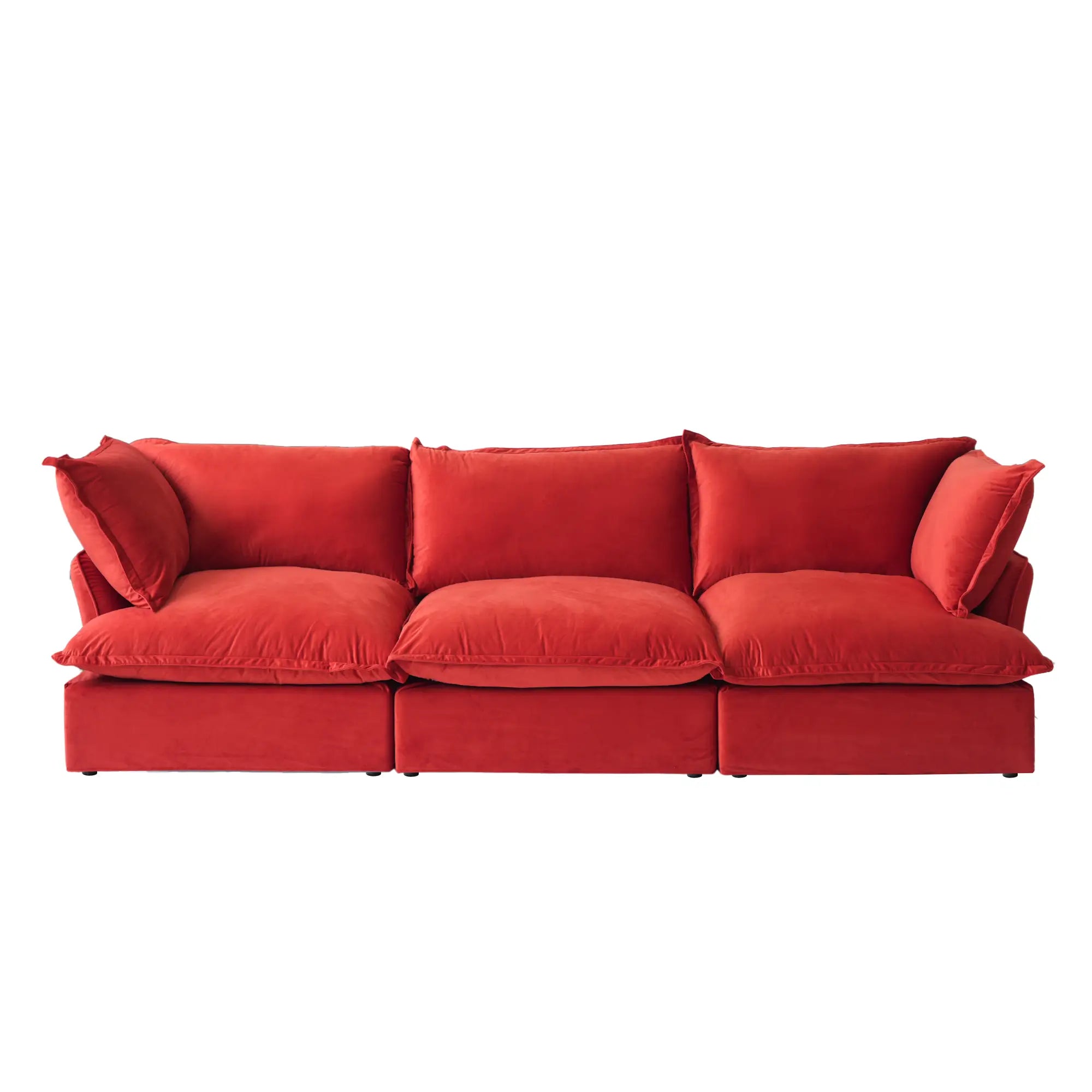Premium Velvet Cloud Sectional Couches | 3-Piece Velvet Red Store Things Inside Couch Sectionals 3-seaters