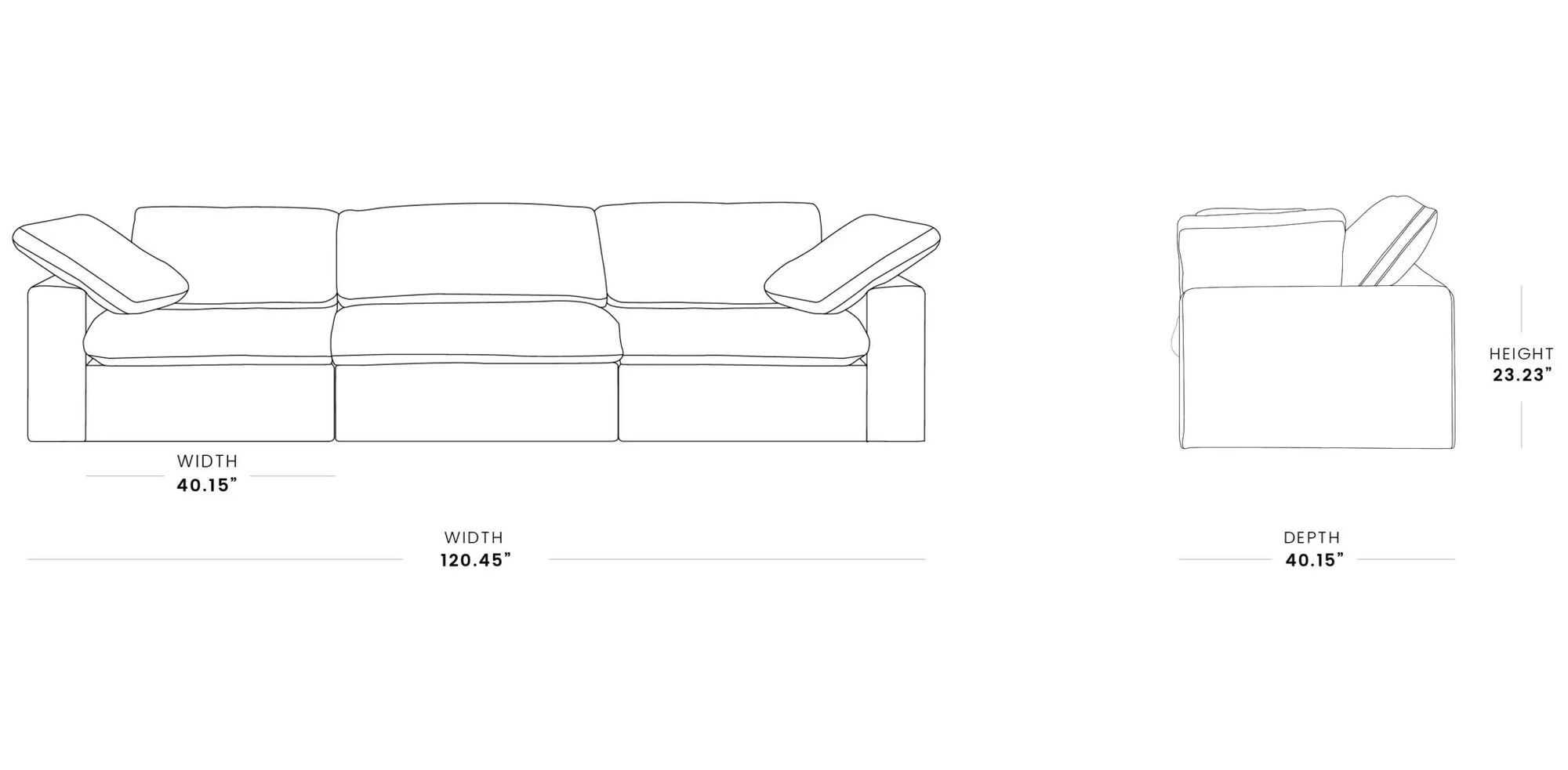 Washable Couch 120.45" Linen Sectional Sofa 3-Seater Removable Cover 3D-Knitted Fabric - Khaki