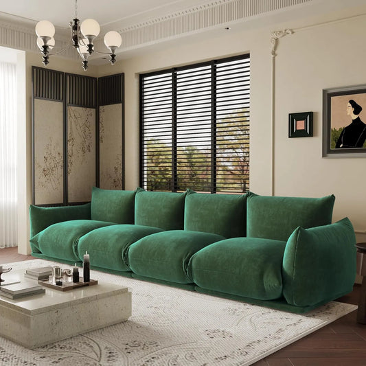 Exclusive Modern Sectional Couches | 4-Piece Chenille Green So Soft To Touch Couch Sectionals 4-seaters