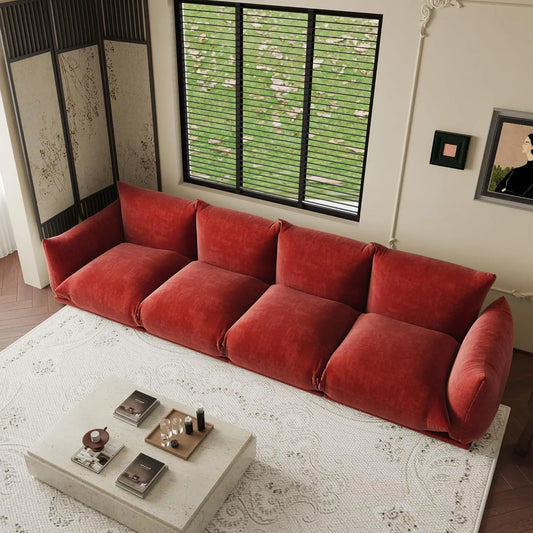 Exclusive Modern Sectional Couches | 4-Piece Chenille Orange Solid Stable Foundation Couch Sectionals 4-seaters