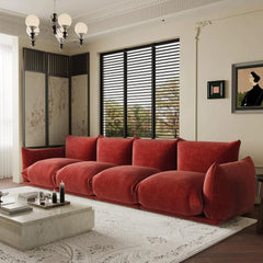 Exclusive Modern Sectional Couches | 4-Piece Chenille Orange Solid Stable Foundation Couch Sectionals 4-seaters