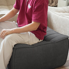 Signature Classic Boneless Couches | 1-Piece Chenille & Linen Black Soft Rounded Edges Single Sofa 1-seater