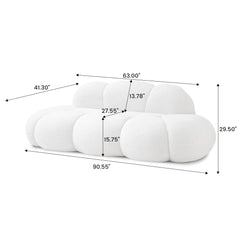 Signature Cloud Boneless Couches | 1-Piece Chenille White Single Sofa 3-Seaters