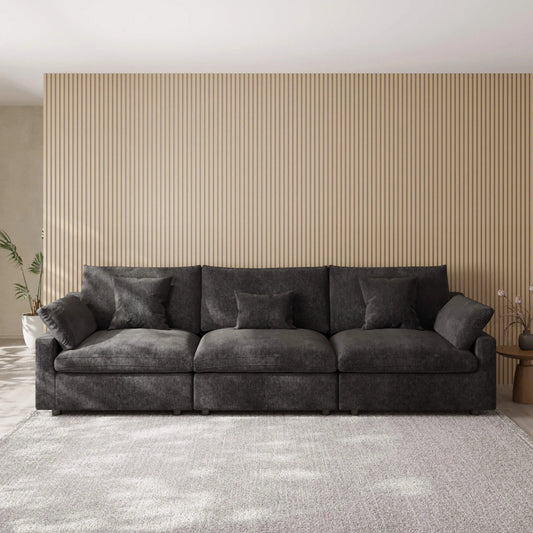 Washable Couch 119" 3-Seater Sectional Sofa with Removable Sofa Cover and Slope Armrest - Black