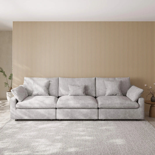 Washable Couch 119" 3-Seater Sectional Sofa with Removable Sofa Cover and Slope Armrest - Light Grey