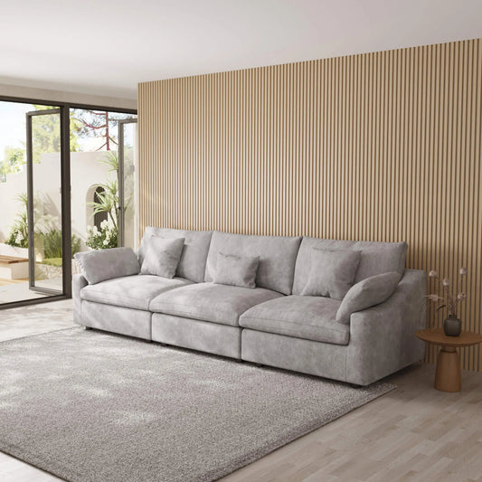 Washable Couch 119" 3-Seater Sectional Sofa with Removable Sofa Cover and Slope Armrest - Light Grey