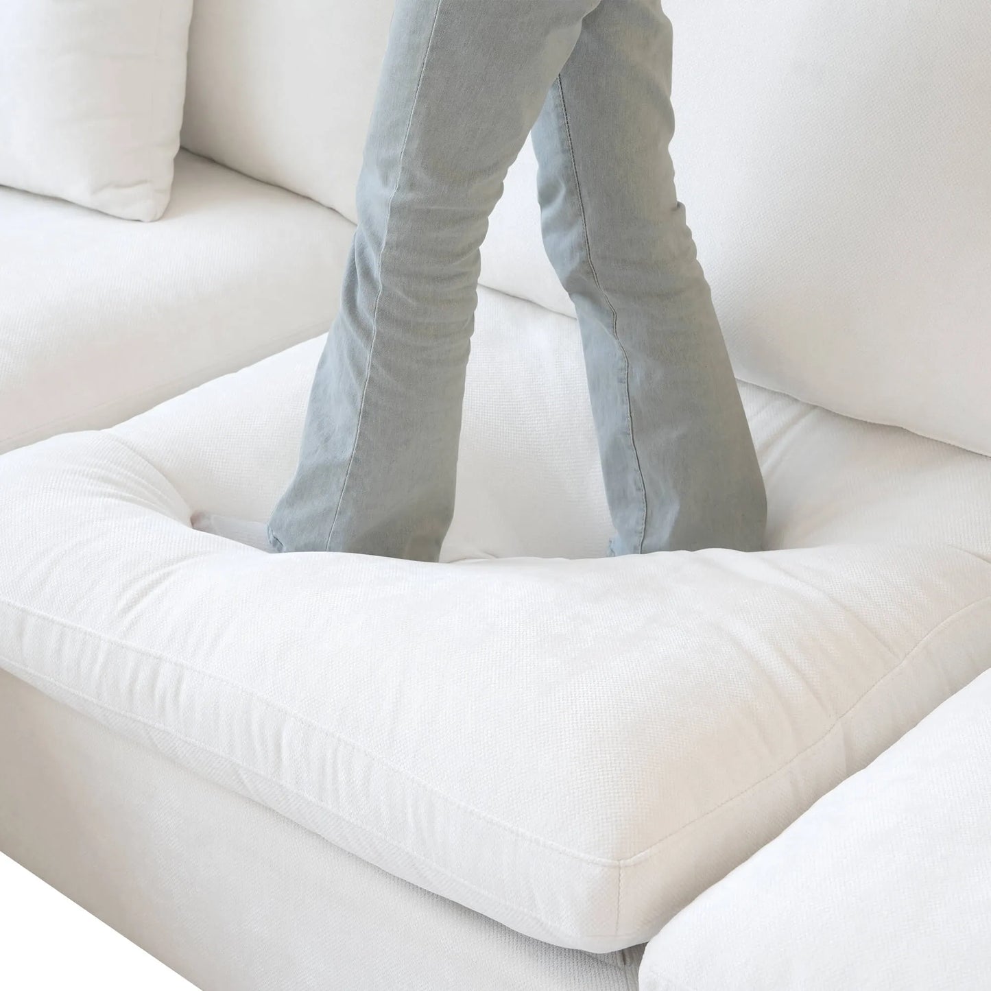 Washable Couch 119" 3-Seater Sectional Sofa with Removable Sofa Cover and Slope Armrest - White