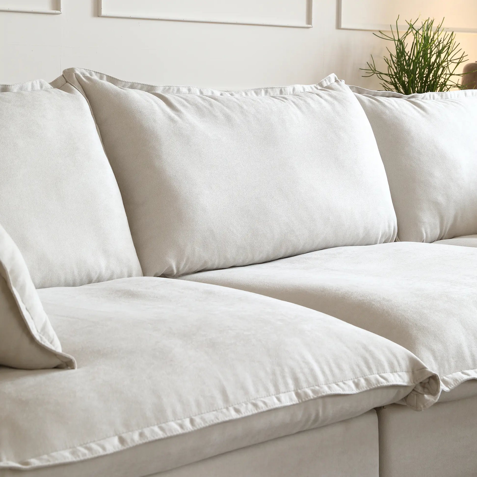 Washable Couch 43.3" Washable Linen Single Sofa with Replaceable Sofa Cover 3D-Knitted Fabric - Beige