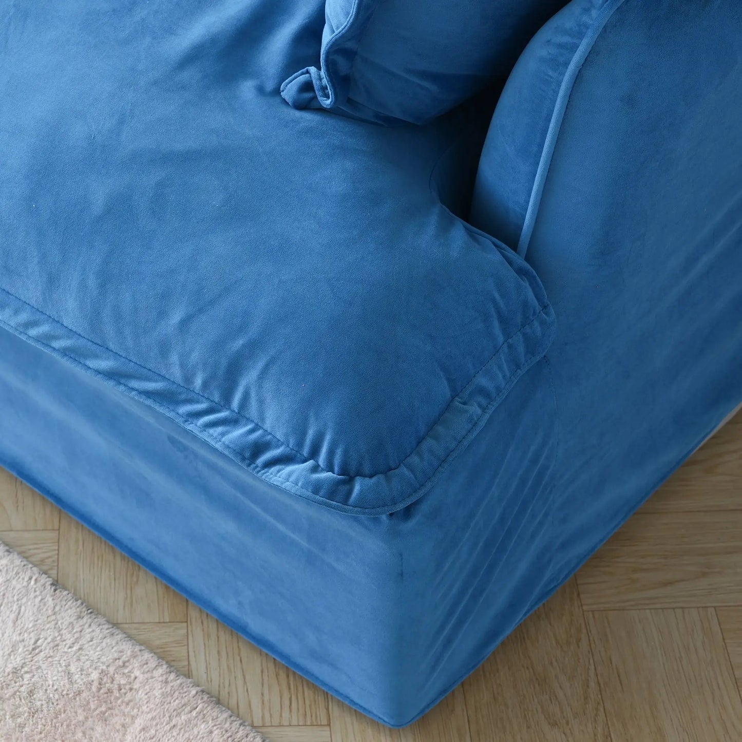 Washable Couch122.82" Velvet Sofa 3 Seater Cozy Set Sofa Cover - Blue