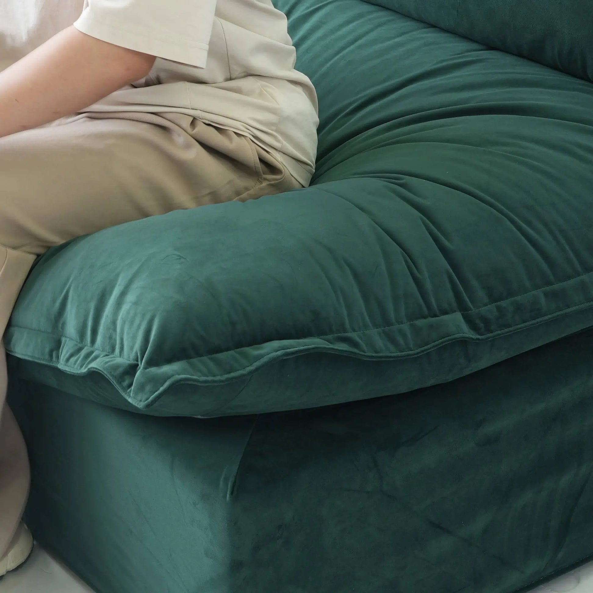 Washable Couch122.82" Velvet Sofa 3 Seater Cozy Set Sofa Cover  - Green