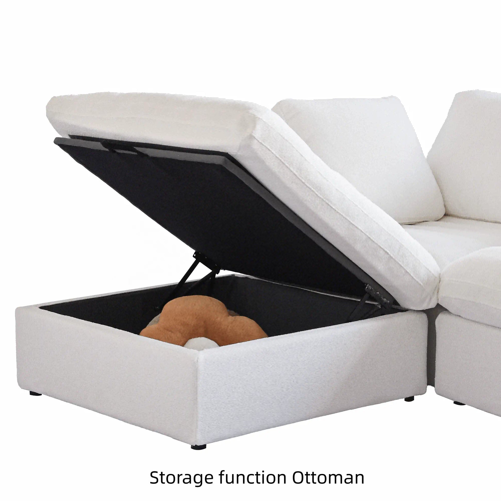 Washable Couch 160.6" Sectional Armrest Sofa-4 Seats Lounge Removable Sofa Cover - White