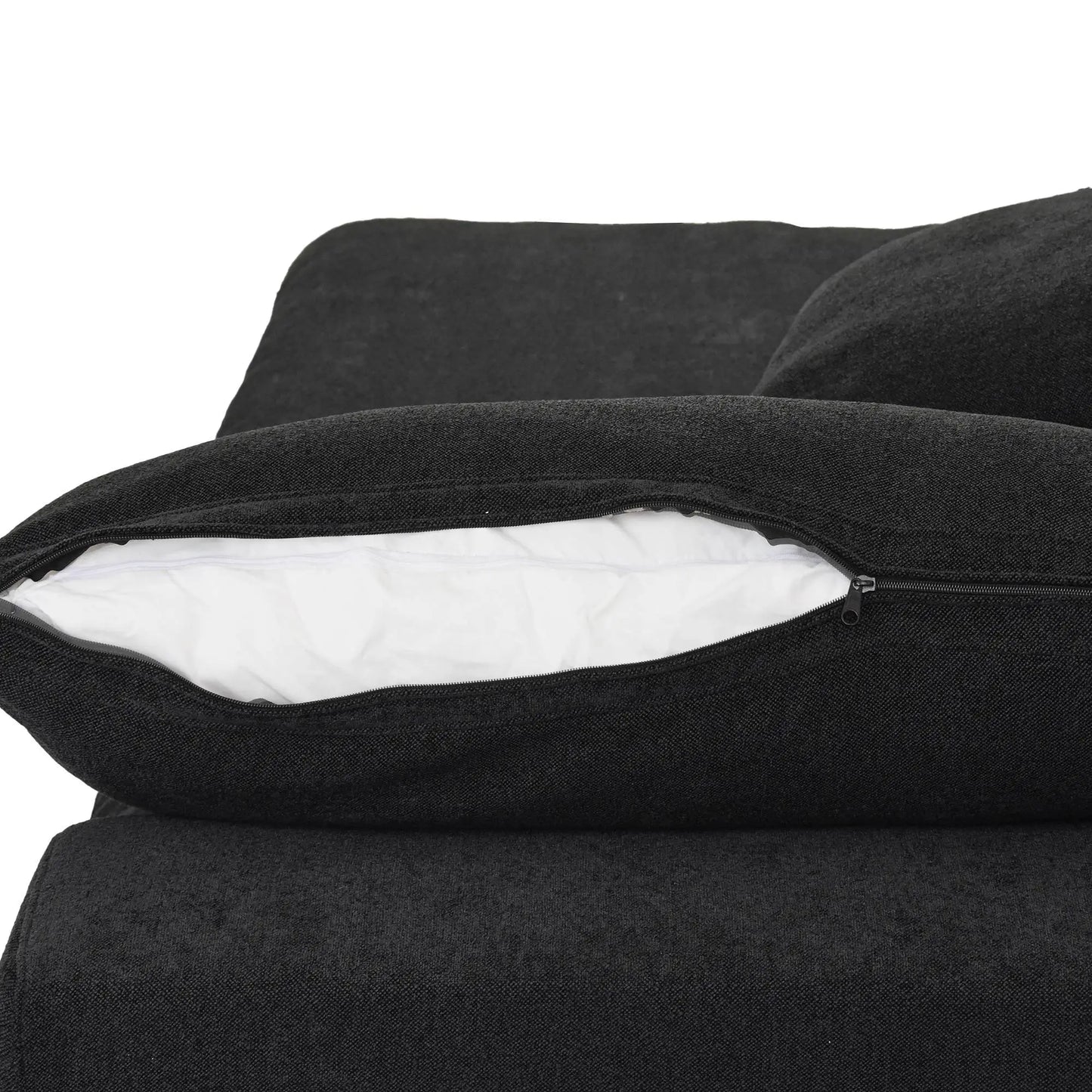 Washable Couch 160.6" Sectional Armrest Sofa-4 Seats Lounge Removable Sofa Cover - Black