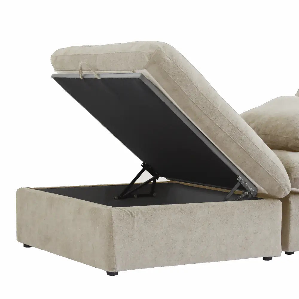 Washable Couch 120.45" Linen Sectional Sofa 3-Seater Removable Cover 3D-Knitted Fabric - Khaki